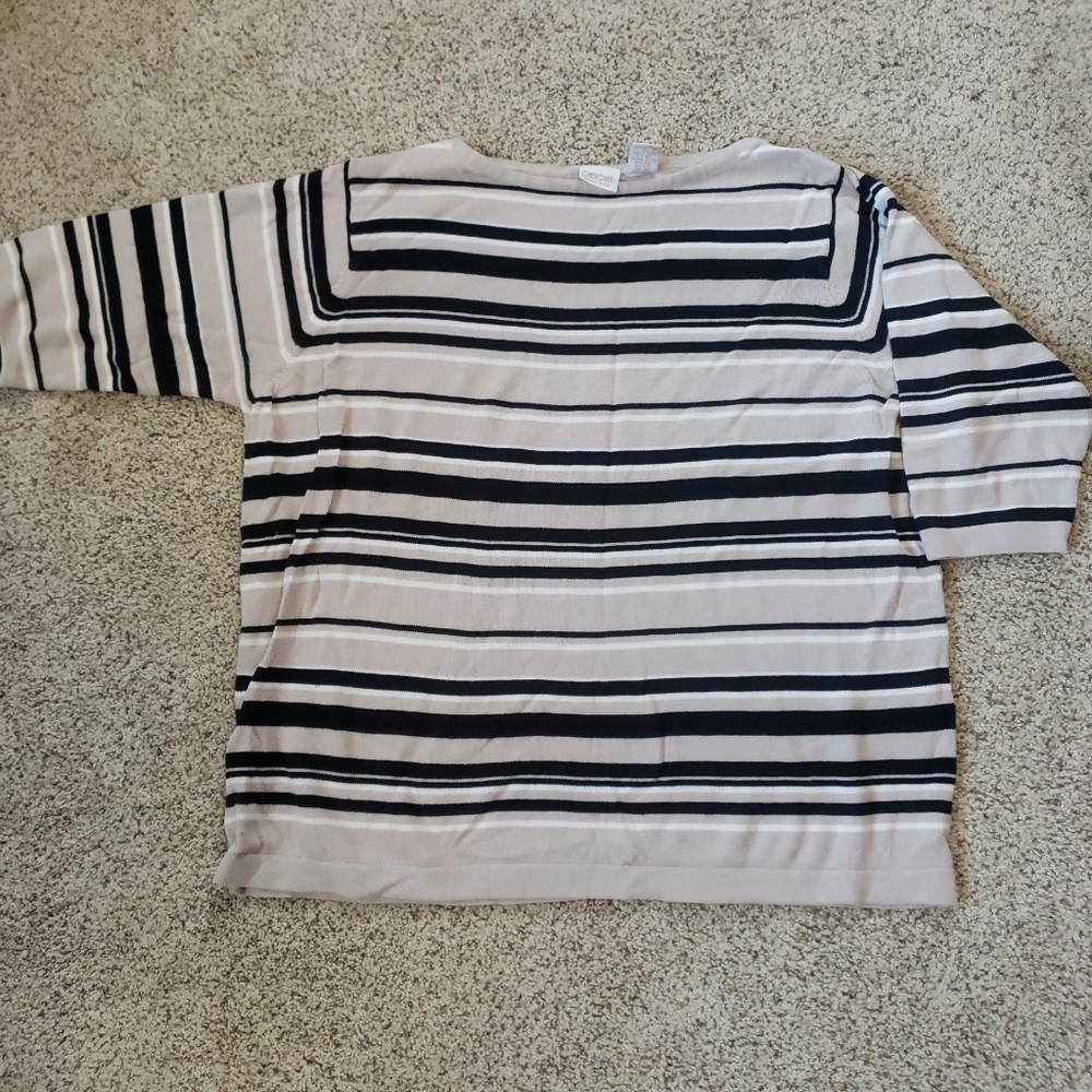 Cherokee Black/Brown striped sweater top short